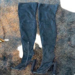 Black Suede Thigh High Boots